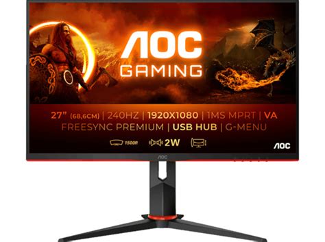 AOC C27G2ZU/BK Curved 27 Zoll Full-HD Monitor (0,5 ms Reaktionszeit ...