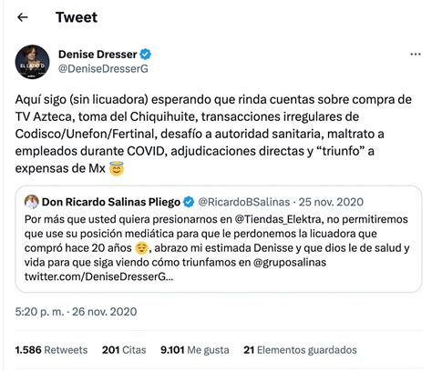 Ricardo Salinas Pliego Acusa A Denise Dresser De No Pagarle Una Licuadora A Elektra