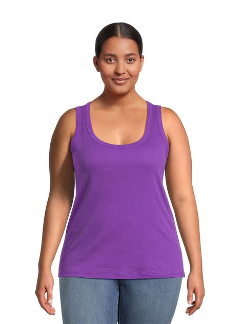 Terra And Sky Womens Plus Size Scoop Neck Ribbed Tank Top