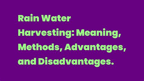 Rain Water Harvesting Meaning Methods Advantages And Disadvantages