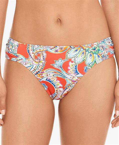 Lauren Ralph Lauren Womens Shirred Side Hipster Bikini Bottoms