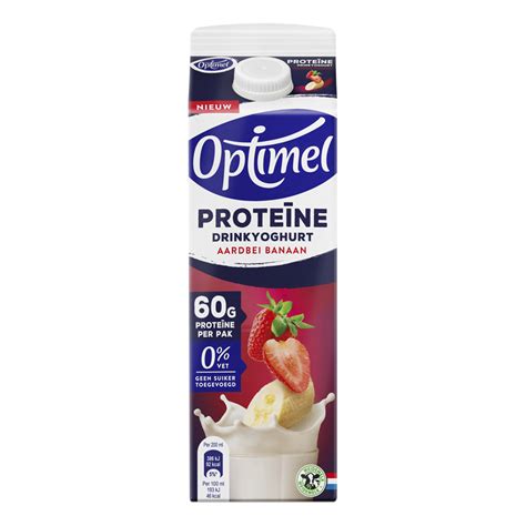 Optimel Proteïne Drinkyoghurt Aardbei Banaan 1ltr Optimel