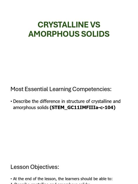 Lesson 5 - Crystalline and Amorphous Solids | PDF 