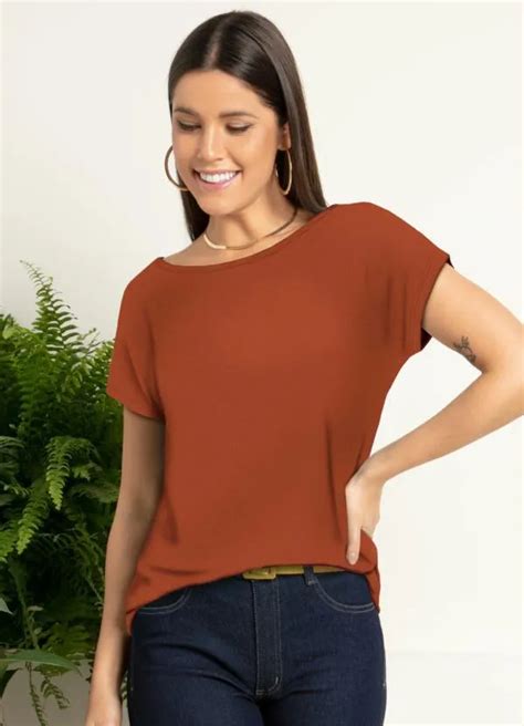 Blusa Mangas Curtas Terracota Quintess