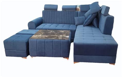 Velvet Seater L Shape Sofa Set With Lounger At Rs Set In Sas