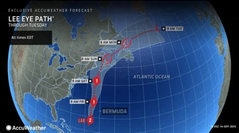 Hurricane Lee Path Update Rough Surf Rip Currents In Forecast For