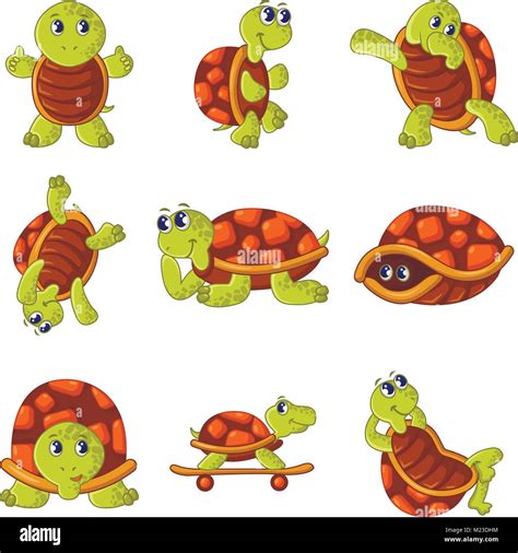 Happy turtle icons set, cartoon style Stock Vector Image & Art - Alamy