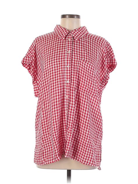 Styleandco 100 Rayon Red Short Sleeve Button Down Shirt Size Xl 47