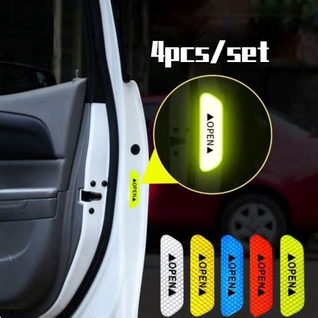 4Pcs Car OPEN Reflective Sticker Universal Warning Mark Reflective