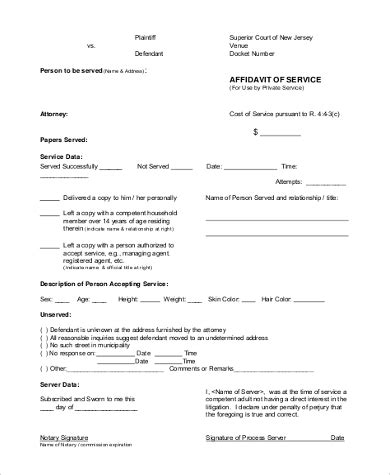 Affidavit Of Non Service Form