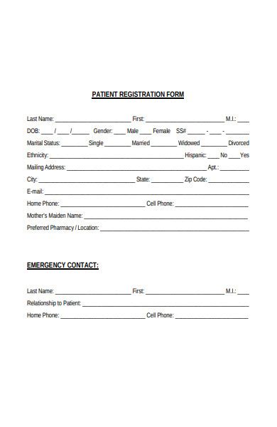 Free 40 Patient Registration Forms In Pdf Ms Word Xls