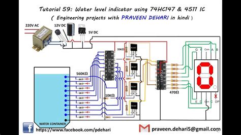 Water level indicator using 74HC147 & 4511 IC : Tutorial 59 - YouTube