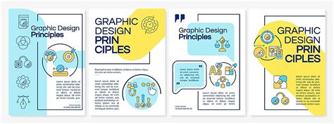 Blue And Yellow Brochure Template With Graphic Design Principles Vector Logo Set Manual Png