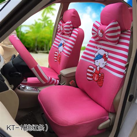 Girls Women S Cute Cartoon Hello Kitty Universal Car Seat Cover Set In Automobiles Seat Covers