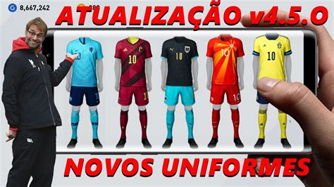 ATUALIZAÇÃO v4 5 O TODOS OS UNIFORMES OFICIAIS DE SELEÇÃO DO PES 2020