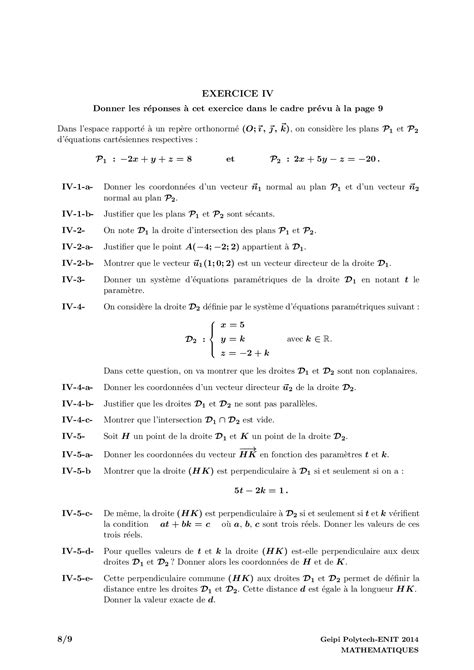 Concours Geipi Polytech 2014 Série S Mathématiques Sujet AlloSchool