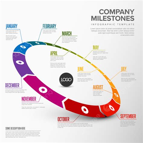 Plantilla De Línea De Tiempo Circular De Año Completo Con Todos Los