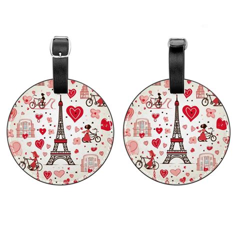 2 Pack Eiffel Tower Valentine S Day Luggage Tag With Name ID Card