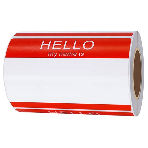 Hybsk Hello My Name Is Red Name Tag Identification Stickers 3 1 2 X 2