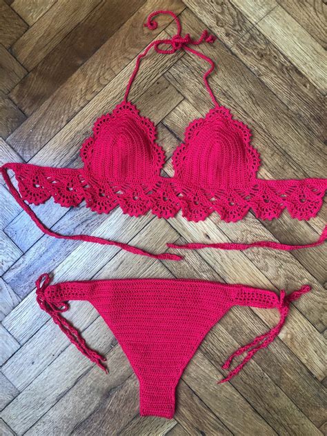 Crochet Bikini Set Sexy Swimwear Set Knitted Swimsuit Brazilian Bottom Handmade Bathing Suit