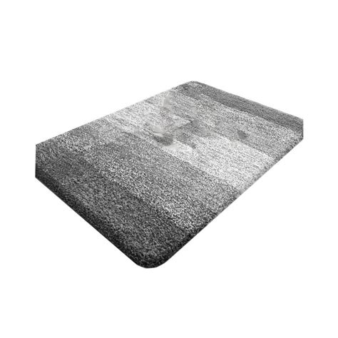 Afoxsos 36x24 Grey Stripe Microfiber Rectangular Shaggy Bath Rugs