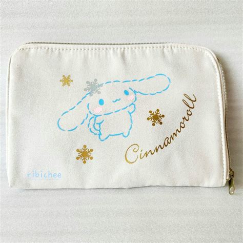 Sanrio Kuji Cinnamoroll Winter Snowflake Flat Beige Pouch Small Plate