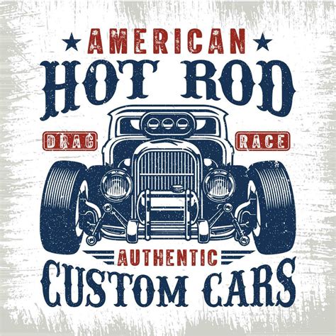 American Hotrod Drag Race Authentic Custom Cars Hot Rod T Shirt Design Vector Vector