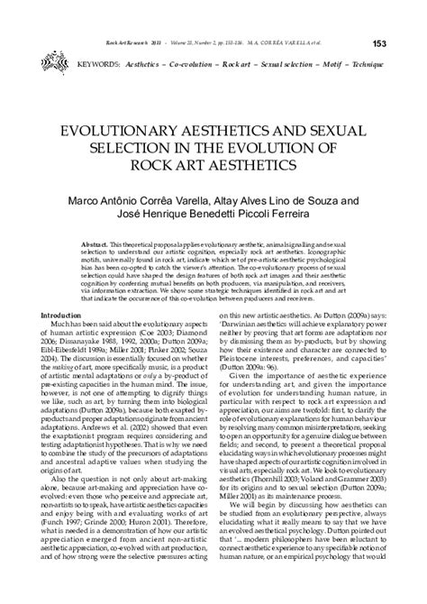 Pdf Evolutionary Aesthetics And Sexual Selection In The Evolution Of Rock Art Aesthetics