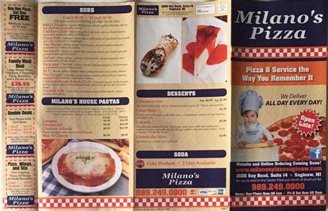 Menu At Milano S Pizza Pizzeria Saginaw