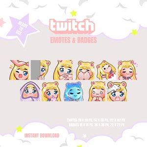 Twitch Emotes And Badges Sailor Moon Set Etsy