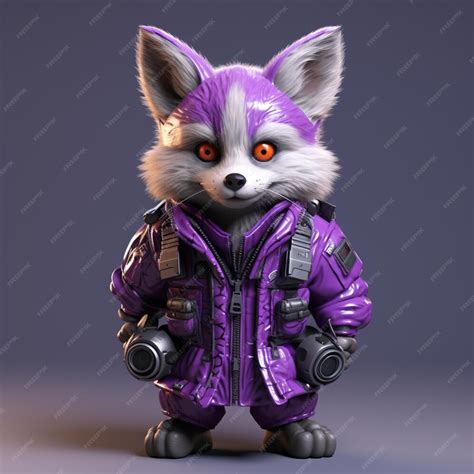 Premium Ai Image Mini Cute Hyperrealistic Futuristic Soldier Fox