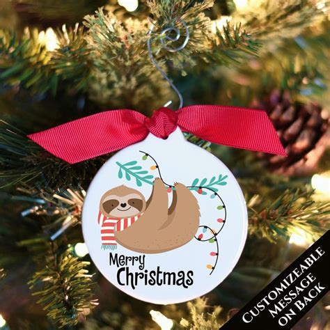 Sloth Ornament, Sloth Christmas, Sloth Decor, Sloth Gifts, Merry ...