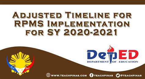 Adjusted Timeline For RPMS Implementation For SY 2020 2021 Teach Pinas