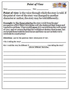 Common Core Reading Standard Point Of View Worksheets By Wise Guys