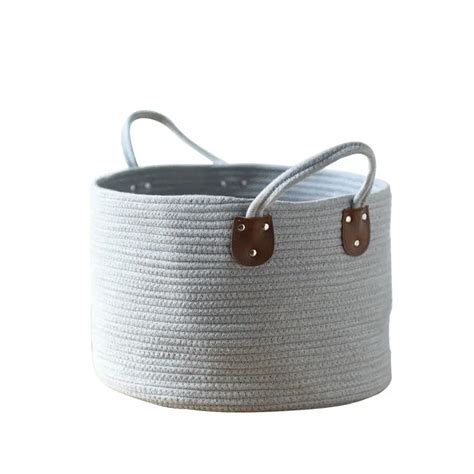 Grey Woven Large Cotton Rope Basket Storage X W Handles Buy