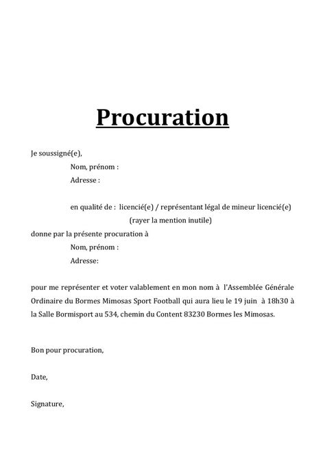 Mod Le De Procuration Pour Signature D Un Document Compartilhando