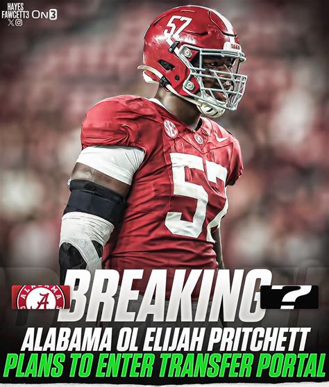 Alabama OT Elijah Pritchett Plans To Enter Transfer Portal : r/CFB