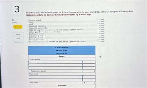 Solved Prepare A Classified Balance Sheet For Tucson Company