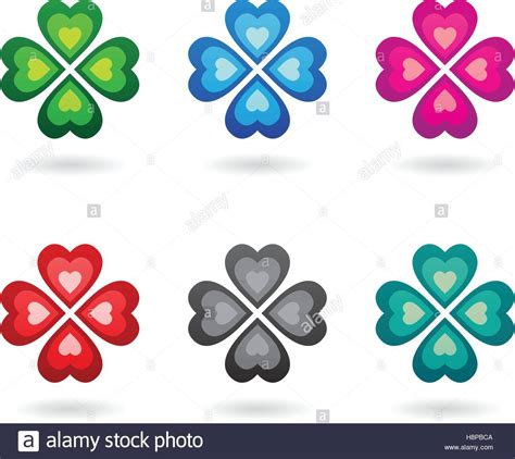 Vector Illustration Of Abstract Heart Shaped Four Leaf Clover Isolated