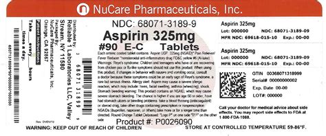 Aspirin Mg Ec Tablet Nucare Pharmaceuticals Inc