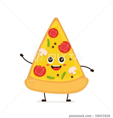 cute smiling funny cute pizza slicevector  pixta