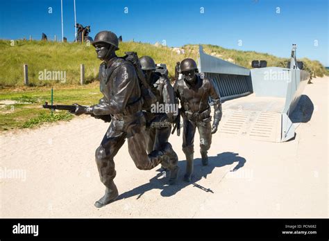 A memorial to American soldiers and Higgins boat landing craft at the ...