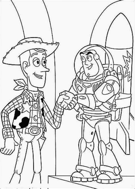 Dibujo De El Sheriff Woody Y Buzz Lightyear Volando Para Colorear