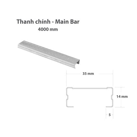 Thanh chính khung trần chìm thạch cao Main Bar U C 4000mm