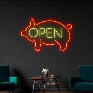 Butcher Shop Neon Led Sign, Pig Led Sign, Wall Decor, Custom Neon Sign ...