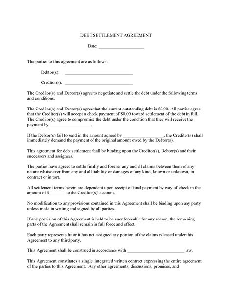 Debt Settlement Sample Letter