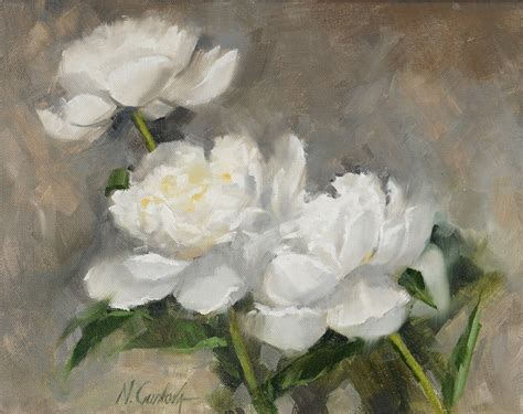 White Peony Flower Oil Painting Original Wall Art On Canvas Etsy