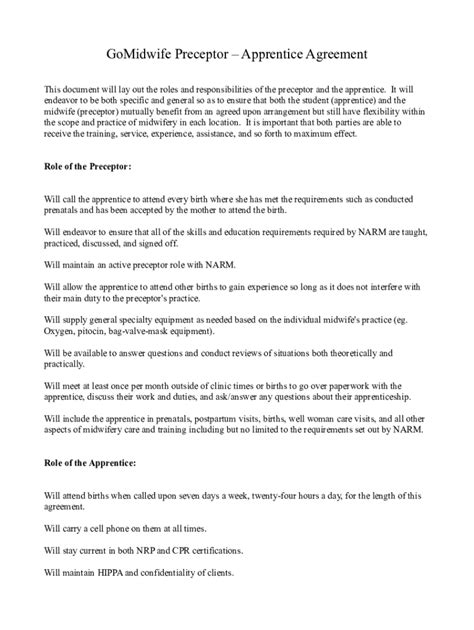 Fillable Online Narm Preceptor Student Agreement Template Fax