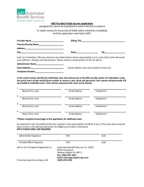 Fillable Online Abs Provider Portal Addition Termination Form Fax Email