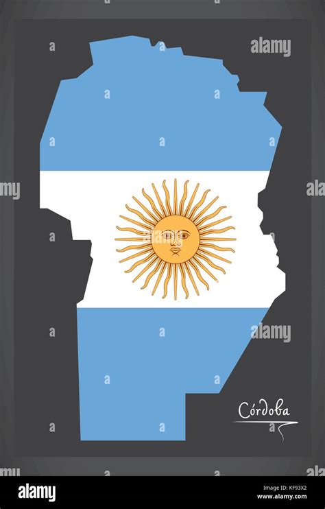 Cordoba Map Of Argentina With Argentinian National Flag Illustration